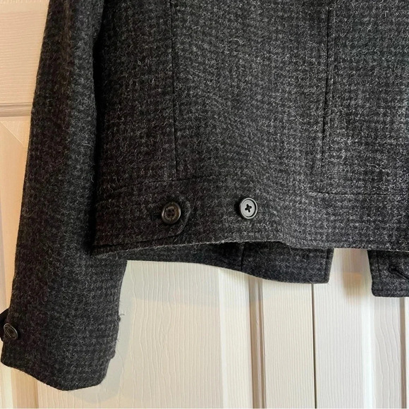 Lauren Ralph Lauren Military Jacket Wool Black Cropped Button Checkered Size 10 - Picture 13 of 16